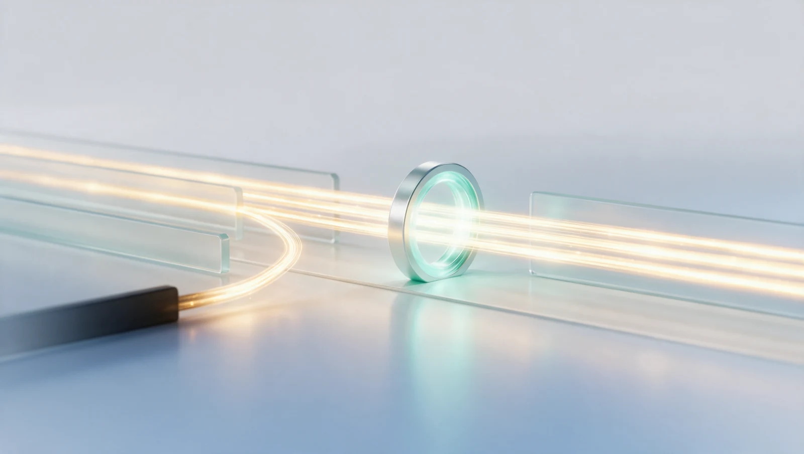 A bright editorial render of several gold payroll-payment streams passing through a teal verification gateway, with one stream diverting to a dark dead end, representing payroll fraud stopped by verification.